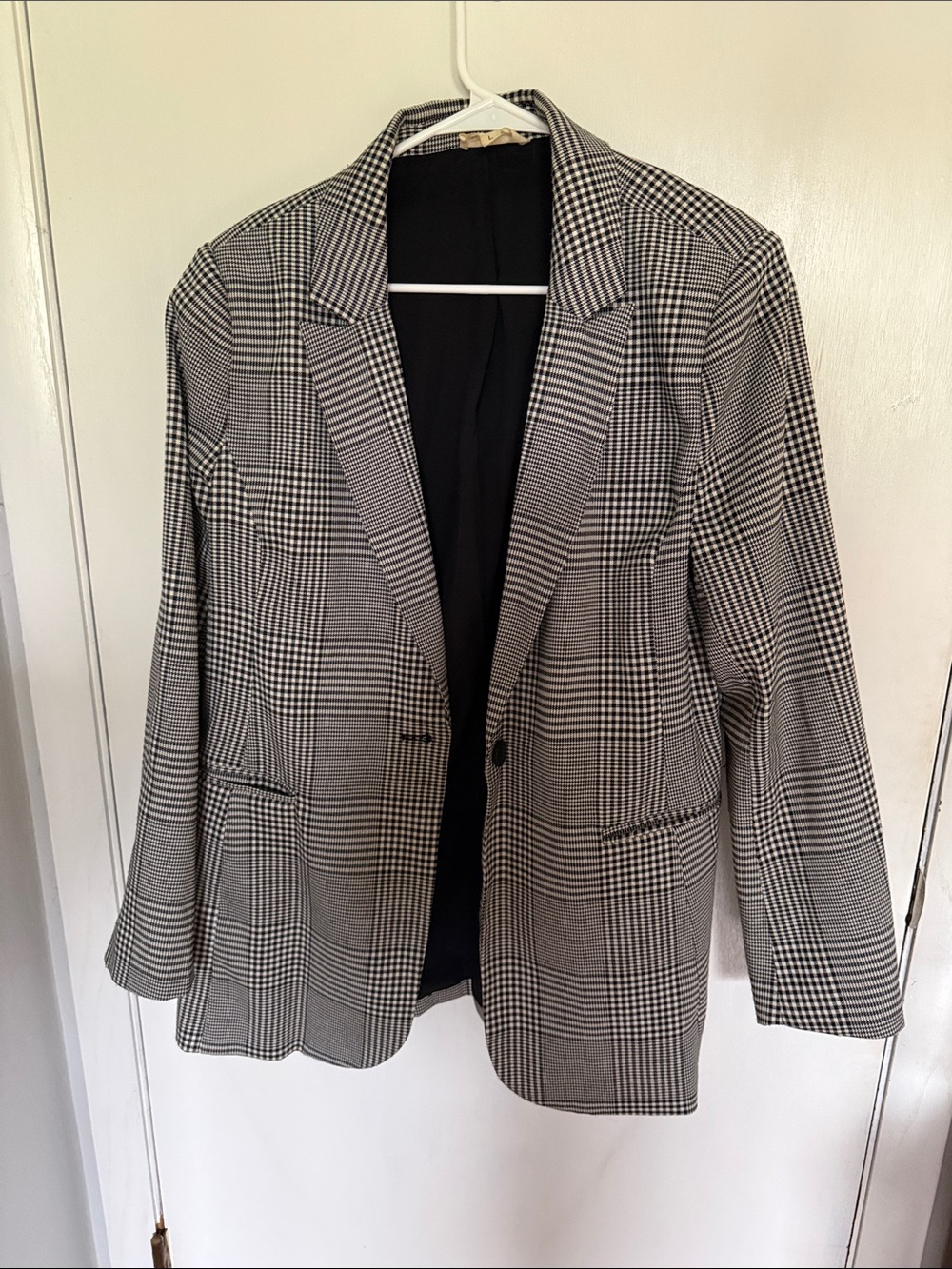 Marled Black & White Glen Plaid Women's Blazer